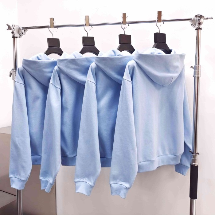 [Big & Tall for weights up to 220 lbs]1:1 quality version Mixed Rhinestone Letter Light Blue Zip Hoodie & Pants Set 29319555