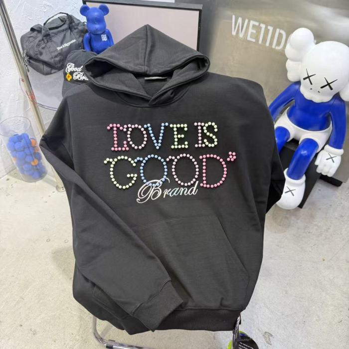 Macaron Color Pearl Slogan Embroidery Hoodie 2 colors 29319478