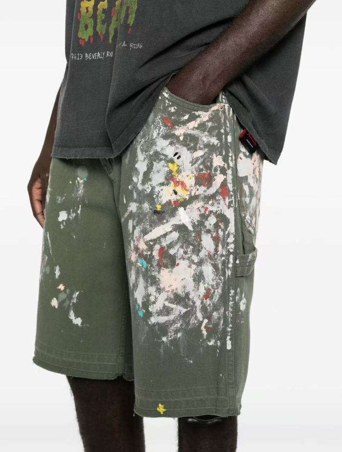 [Big & Tall for weights up to 260 lbs]1:1 quality version Full Paint Splatter Dark Green Shorts 29319572