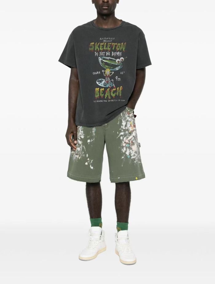 [Big & Tall for weights up to 260 lbs]1:1 quality version Full Paint Splatter Dark Green Shorts 29319572
