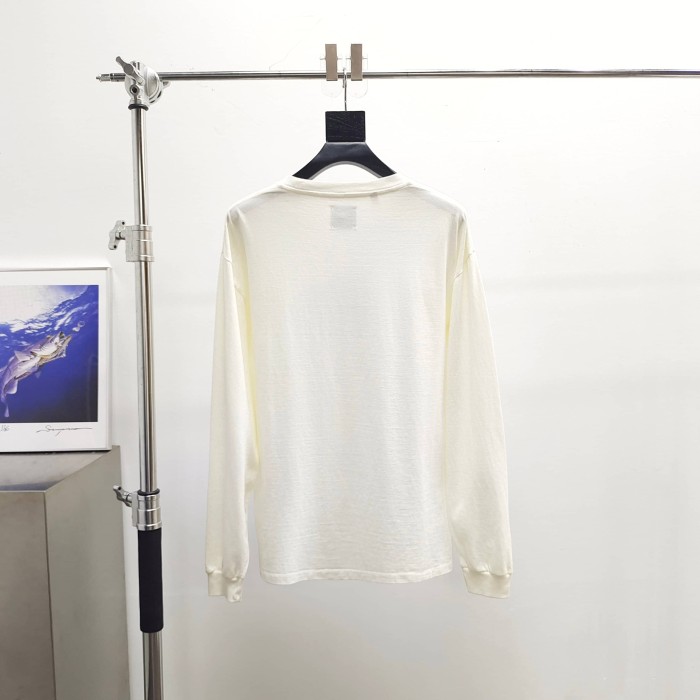 [Big & Tall for weights up to 260 lbs]1:1 quality version Flocked French Text Print Long Sleeve Tee 2 colors 29319568