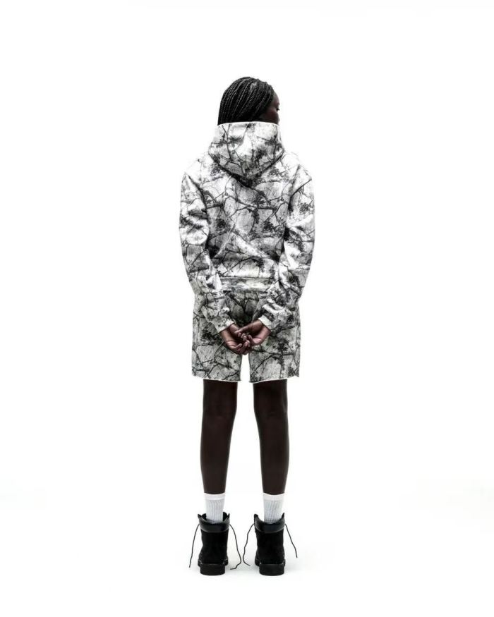 [Big & Tall for weights up to 220 lbs]1:1 quality version Orange Letter Jungle Floral Zip Hoodie & Shorts Set 29319551