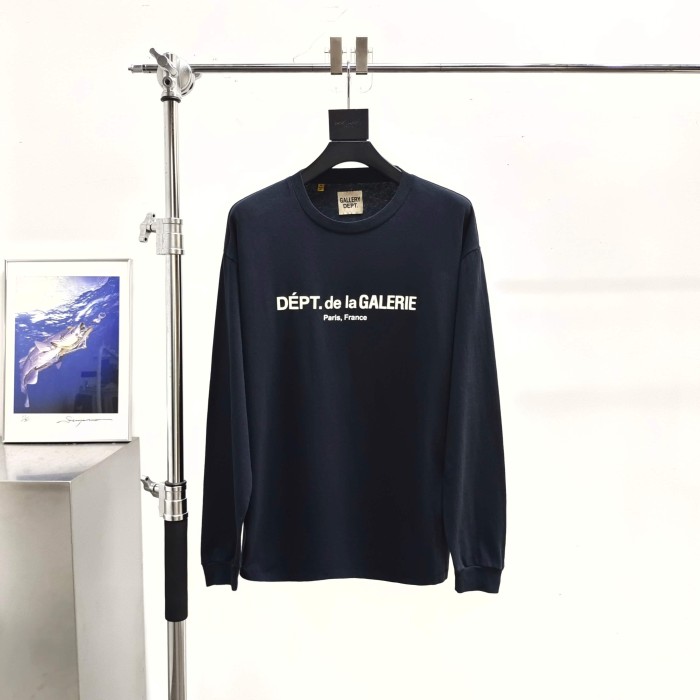 [Big & Tall for weights up to 260 lbs]1:1 quality version Flocked French Text Print Long Sleeve Tee 2 colors 29319568