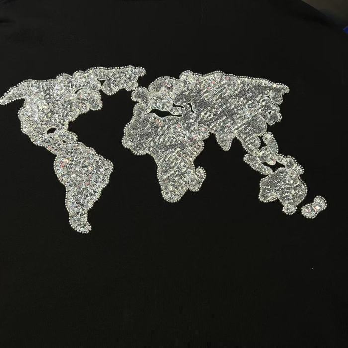 Map Sequin Embroidery Zip Hoodie 29319475