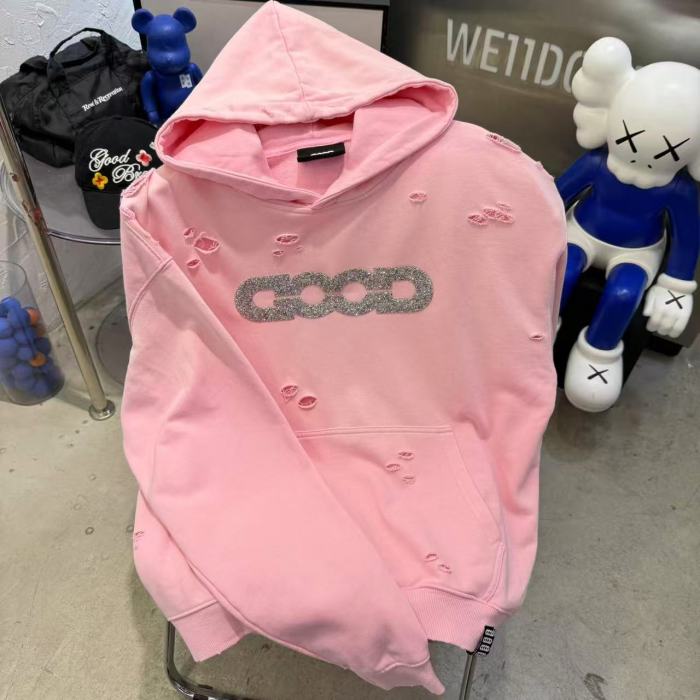 Fine Glitter Crushed Diamond Distressed Hoodie 3 colors 29319479