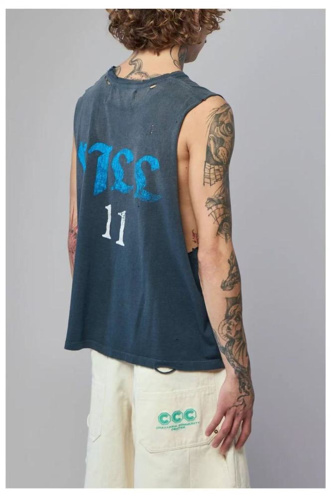 [Big & Tall for weights up to 260 lbs]1:1 quality version Thriller Night Print Washed Vest 29319593