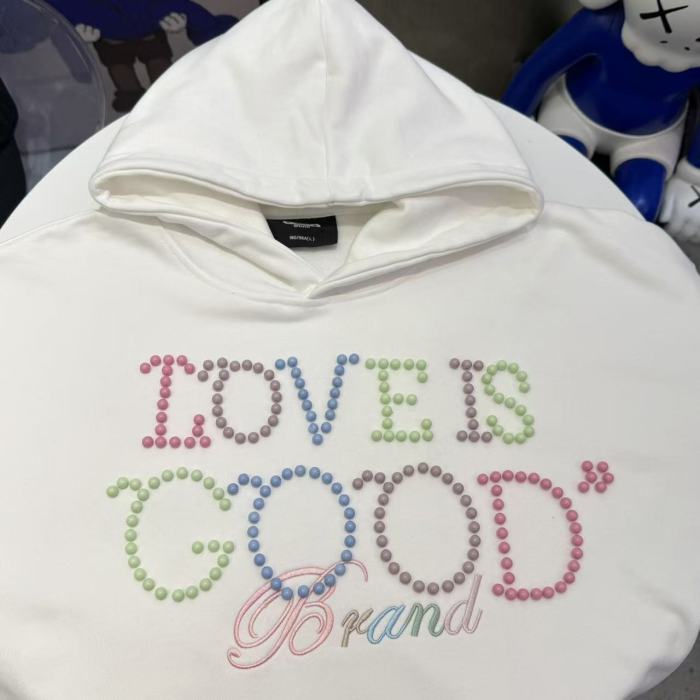Macaron Color Pearl Slogan Embroidery Hoodie 2 colors 29319478