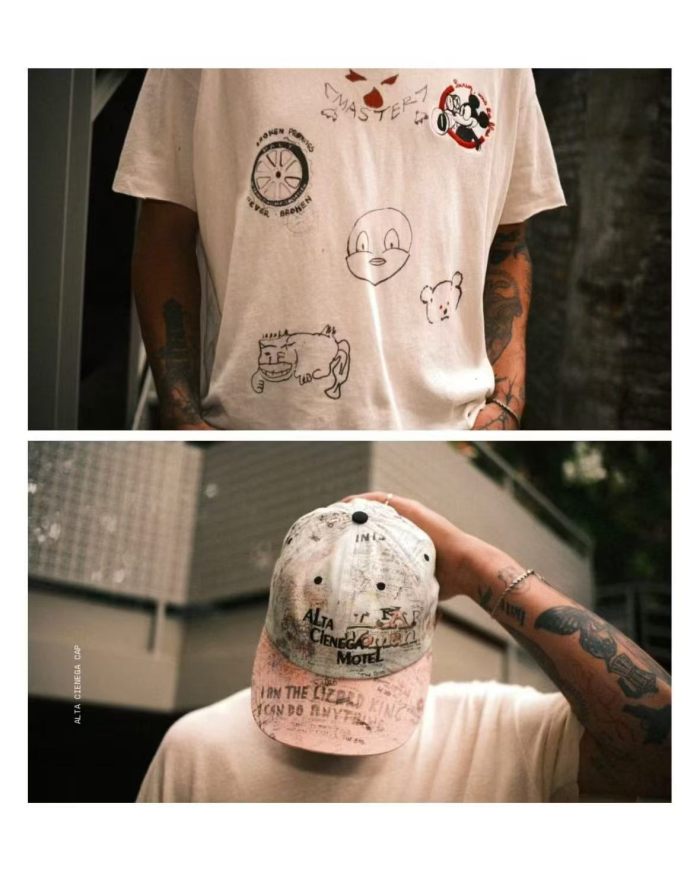 [Big & Tall for weights up to 260 lbs]1:1 quality version Cartoon Embroidery Beige Graffiti Tee 29319595