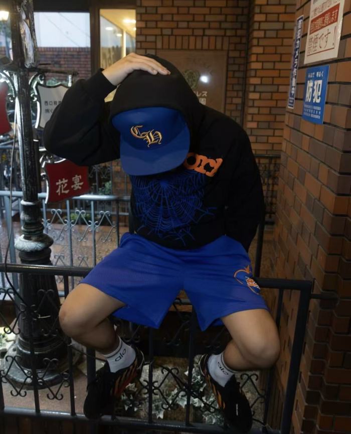 [Big & Tall for weights up to 220 lbs]1:1 quality version Orange New York Blue Mesh Print Hoodie & Pants Set 29319552