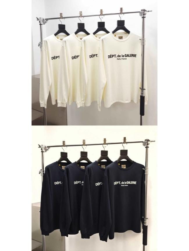 [Big & Tall for weights up to 260 lbs]1:1 quality version Flocked French Text Print Long Sleeve Tee 2 colors 29319568