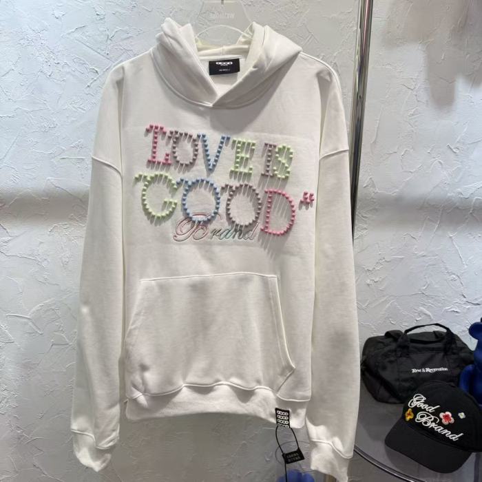 Macaron Color Pearl Slogan Embroidery Hoodie 2 colors 29319478