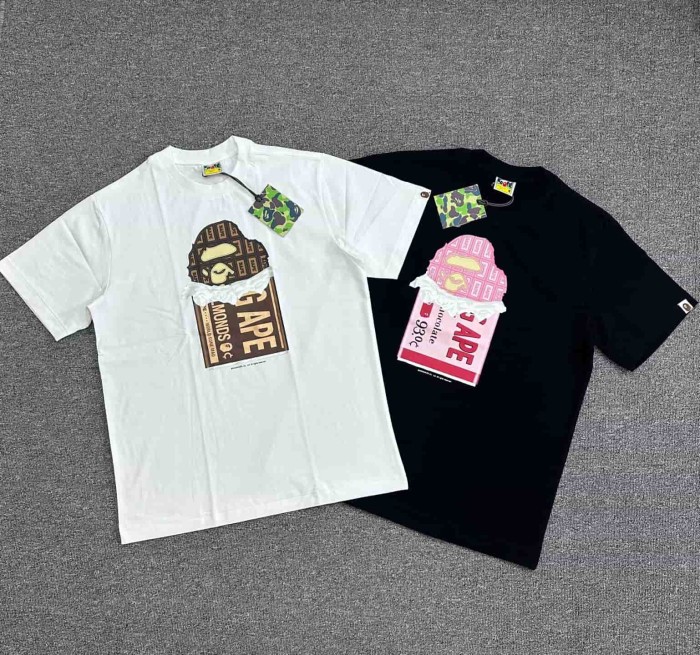1:1 quality version Valentine's Day Limited Chocolate Block Ape Head Print Tee 2 colors 29321681