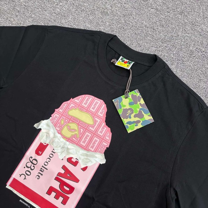1:1 quality version Valentine's Day Limited Chocolate Block Ape Head Print Tee 2 colors 29321681