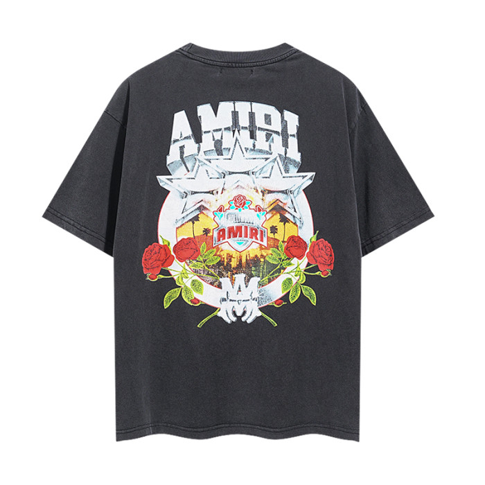 Rose Five Star Hollywood Landscape Badge Double Side Print Washed Tee 29323002