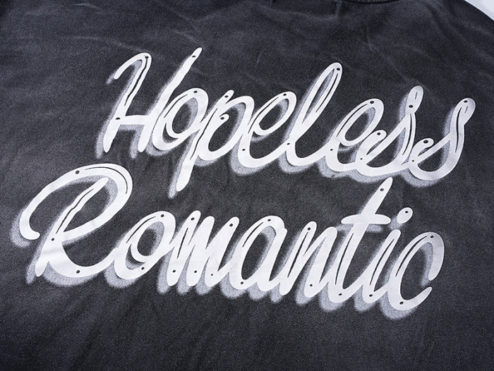 Red Heart Cartoon Wolf Double Side Print Washed Tee 29322998
