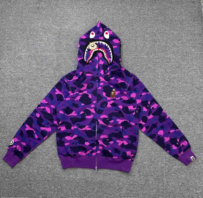 1:1 quality version Stray Kids Co-branded Shark Small Animal Embroidery Camo Zip Up Hoodie 4 colors 29322793
