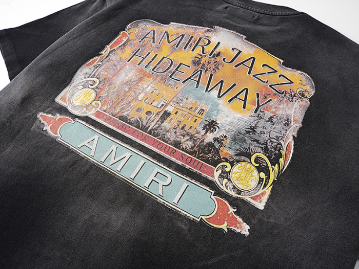 Vintage City Building Illustration Double Side Print Washed Tee 2 colors 29322990