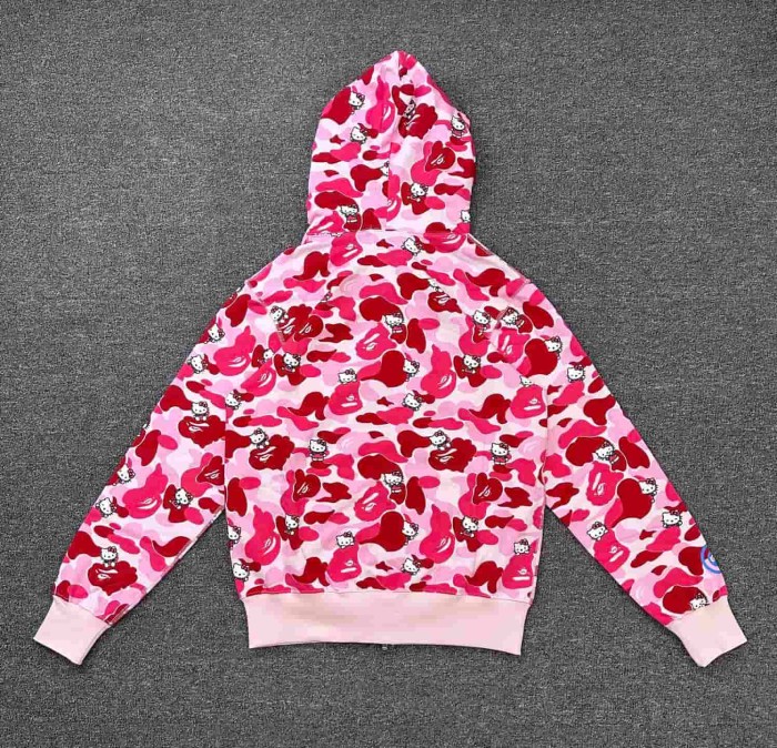 1:1 quality version Sanrio Co-branded Camo Detachable Bow Zip Up Hoodie 2 colors 29322794