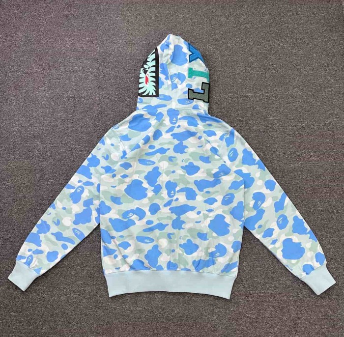 1:1 quality version Stray Kids Co-branded Shark Small Animal Embroidery Camo Zip Up Hoodie 4 colors 29322793