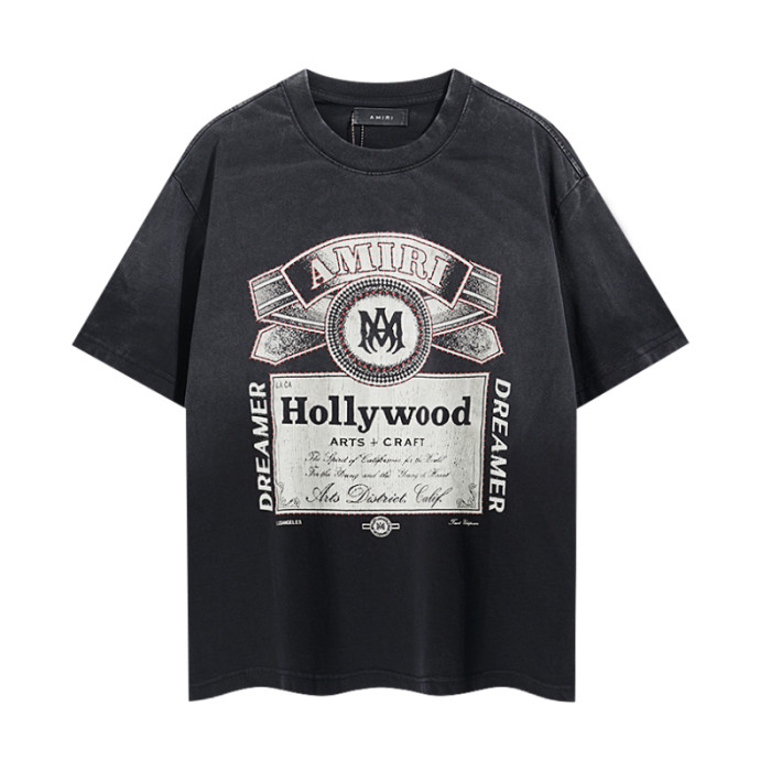 Vintage Wine Label Hollywood Illustration Chest Print Washed Tee 29322991