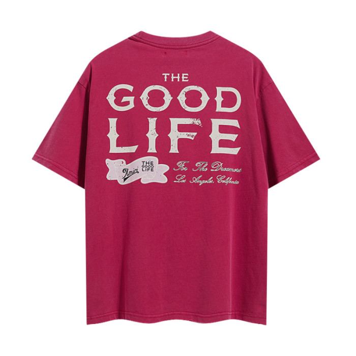 The Good Life Cursive Letter Double Side Print Washed Tee 2 colors 29323003