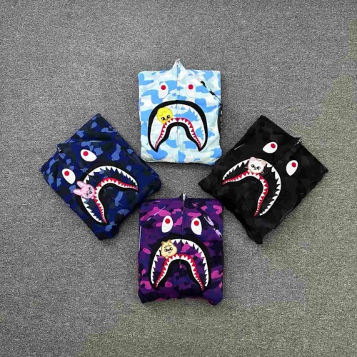 1:1 quality version Stray Kids Co-branded Shark Small Animal Embroidery Camo Zip Up Hoodie 4 colors 29322793