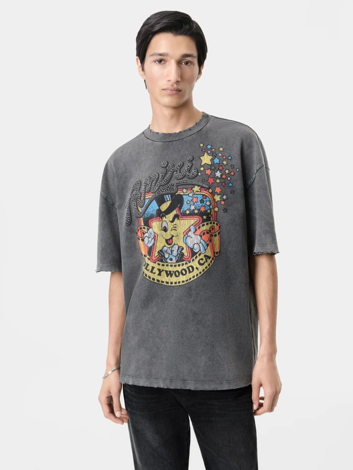 Hollywood Cartoon Star Film Rhinestone Print Washed Tee 29322995