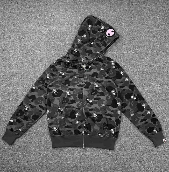 1:1 quality version Sanrio Co-branded Camo Detachable Bow Zip Up Hoodie 2 colors 29322794
