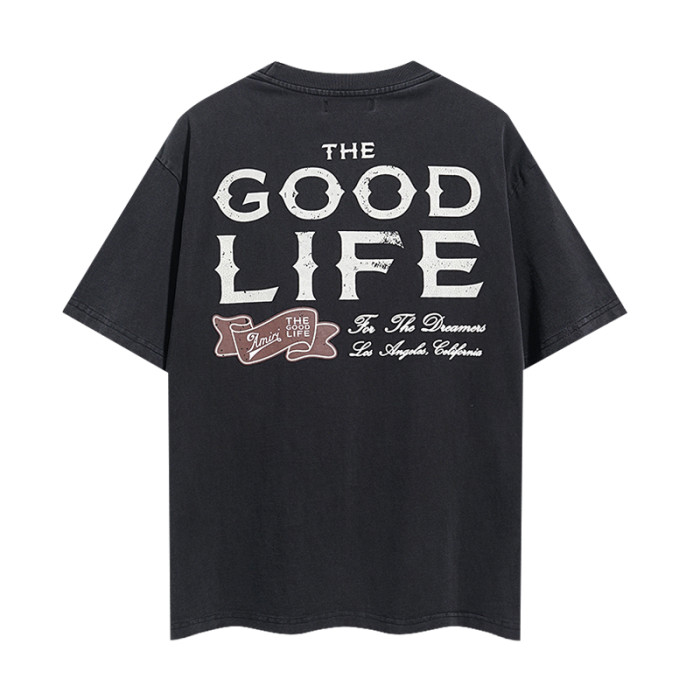 The Good Life Cursive Letter Double Side Print Washed Tee 2 colors 29323003