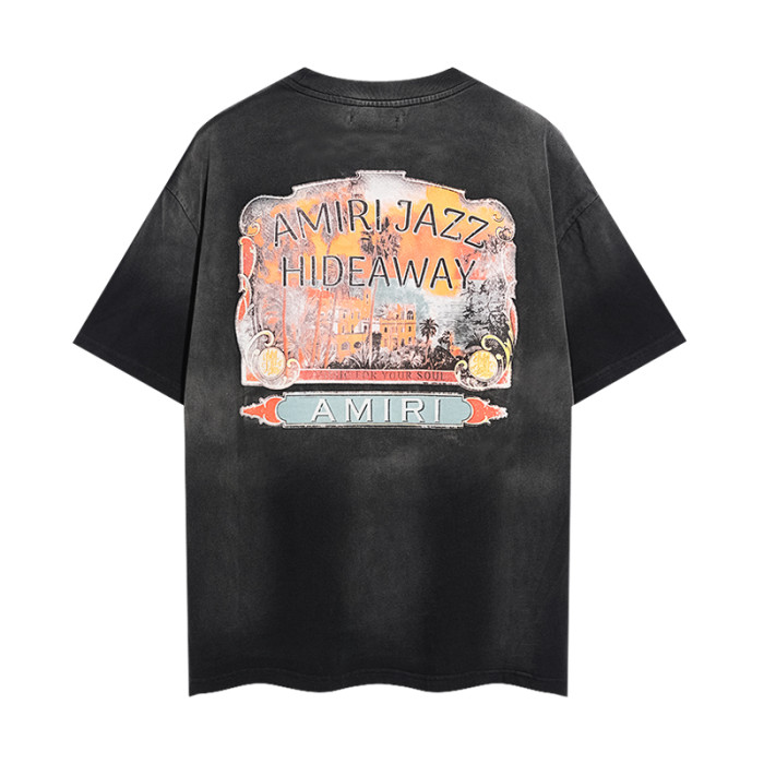 Vintage City Building Illustration Double Side Print Washed Tee 2 colors 29322990