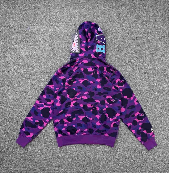 1:1 quality version Stray Kids Co-branded Shark Small Animal Embroidery Camo Zip Up Hoodie 4 colors 29322793