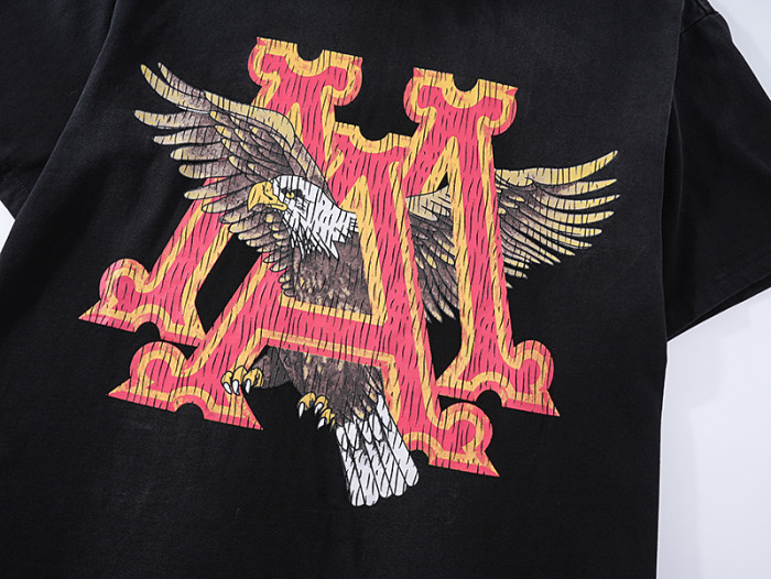 Gold Red MA White Head Eagle Double Side Print Washed Tee 29323000