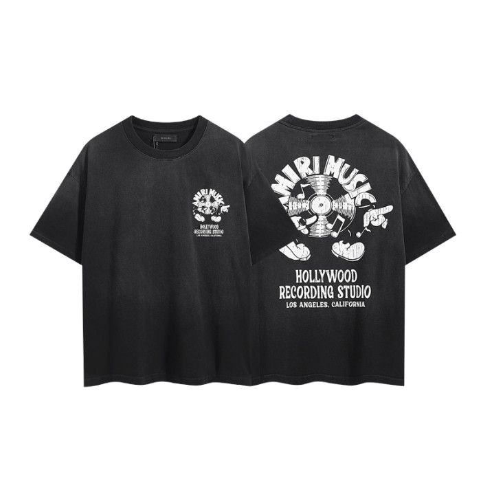 Vinyl Record Note Recording Studio Slogan Double Side Print Washed Tee 29322997