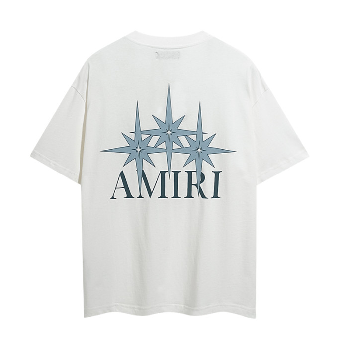 Large And Small Eight-Pointed Star Letter Double Side Print Washed Tee 2 colors 29322989