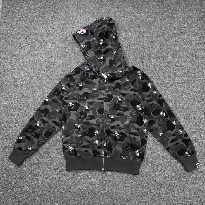 1:1 quality version Sanrio Co-branded Camo Detachable Bow Zip Up Hoodie 2 colors 29322794
