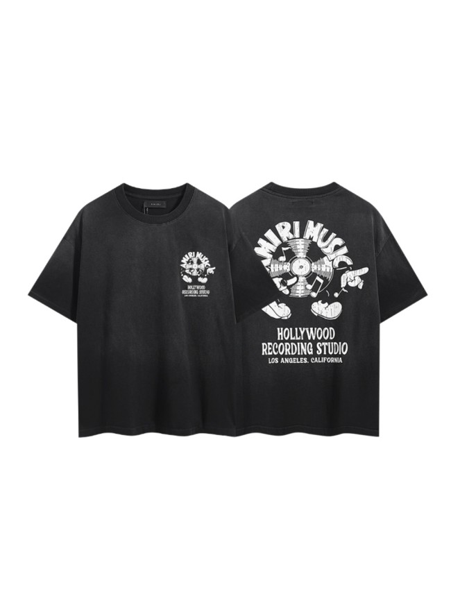 Vinyl Record Note Recording Studio Slogan Double Side Print Washed Tee 29322997