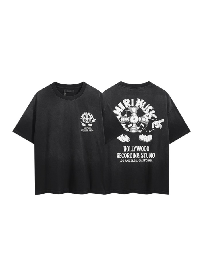 Vinyl Record Note Recording Studio Slogan Double Side Print Washed Tee 29322997