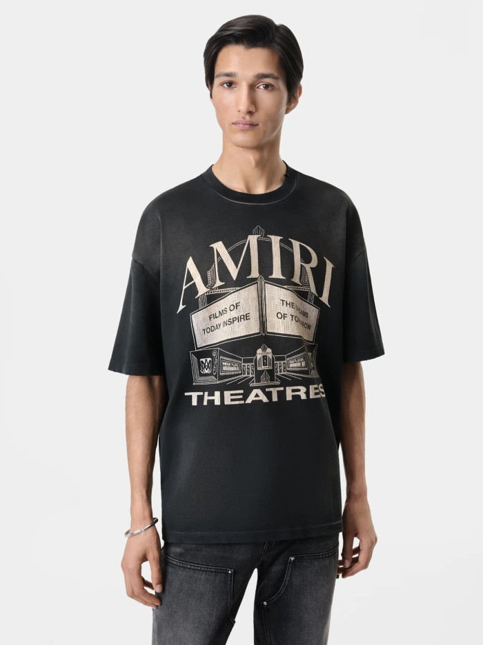 Vintage Cinema Building Illustration Print Washed Tee 29322992