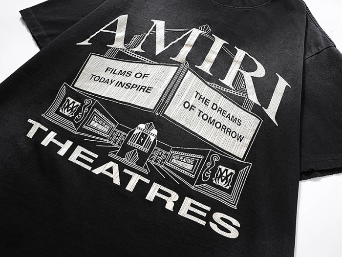 Vintage Cinema Building Illustration Print Washed Tee 29322992