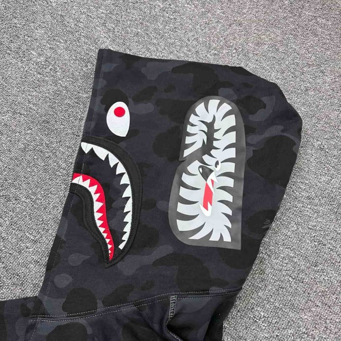 1:1 quality version Stray Kids Co-branded Shark Small Animal Embroidery Camo Zip Up Hoodie 4 colors 29322793