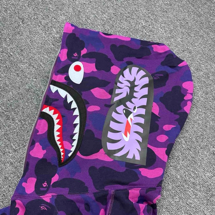 1:1 quality version Stray Kids Co-branded Shark Small Animal Embroidery Camo Zip Up Hoodie 4 colors 29322793