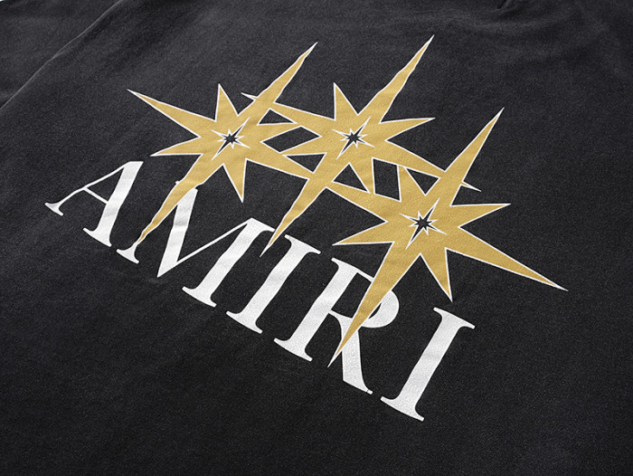 Large And Small Eight-Pointed Star Letter Double Side Print Washed Tee 2 colors 29322989