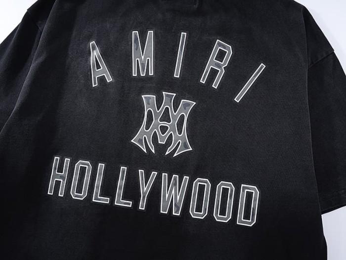 Gothic MA Letter Hollywood Double Side Print Washed Tee 29322994