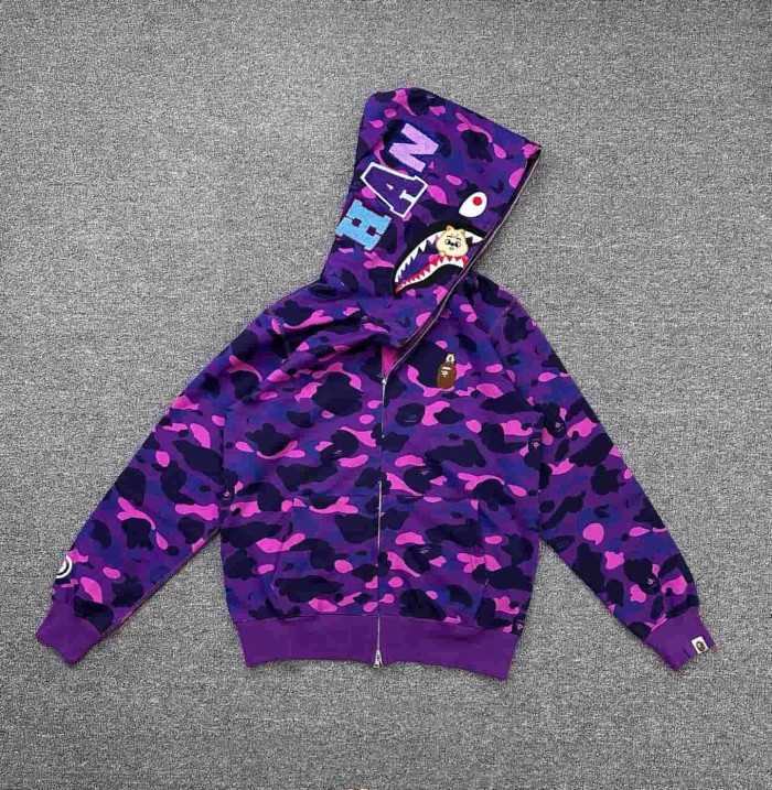 1:1 quality version Stray Kids Co-branded Shark Small Animal Embroidery Camo Zip Up Hoodie 4 colors 29322793