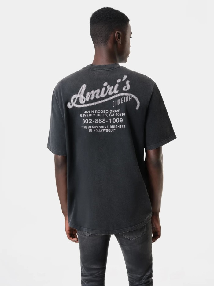 Cinema Address Cursive Slogan Double Side Print Washed Tee 29323005