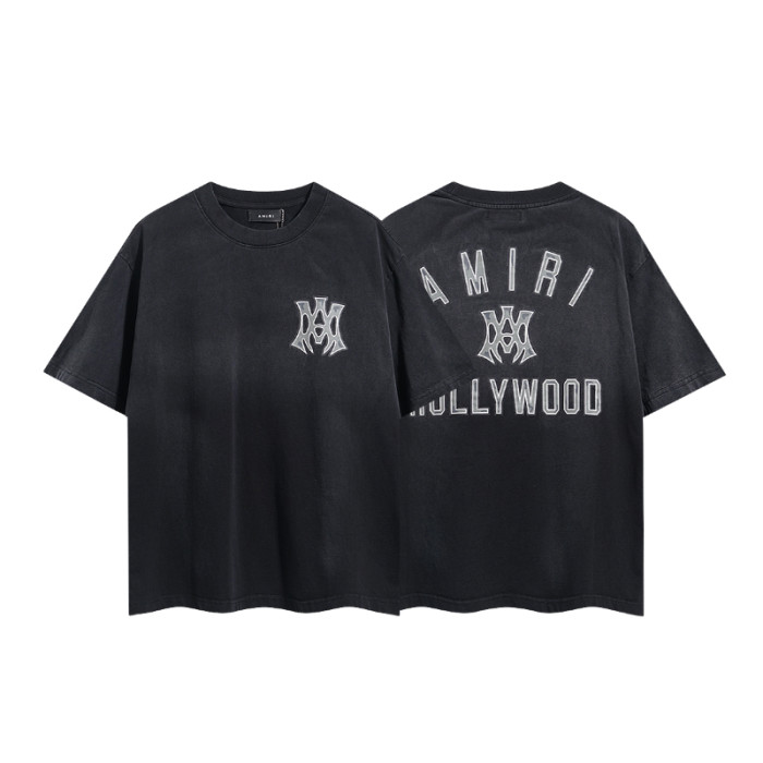 Gothic MA Letter Hollywood Double Side Print Washed Tee 29322994