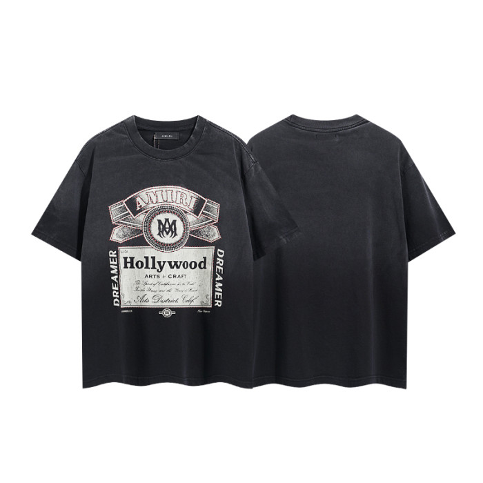 Vintage Wine Label Hollywood Illustration Chest Print Washed Tee 29322991