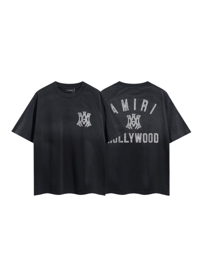 Gothic MA Letter Hollywood Double Side Print Washed Tee 29322994