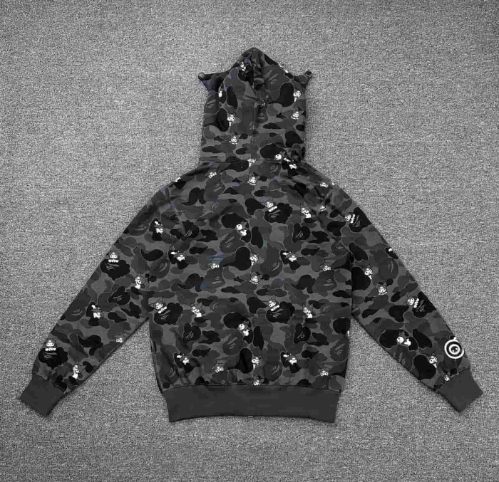 1:1 quality version Sanrio Co-branded Camo Detachable Bow Zip Up Hoodie 2 colors 29322794