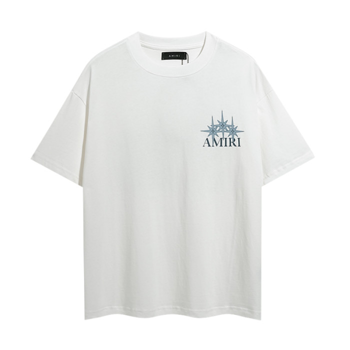 Large And Small Eight-Pointed Star Letter Double Side Print Washed Tee 2 colors 29322989